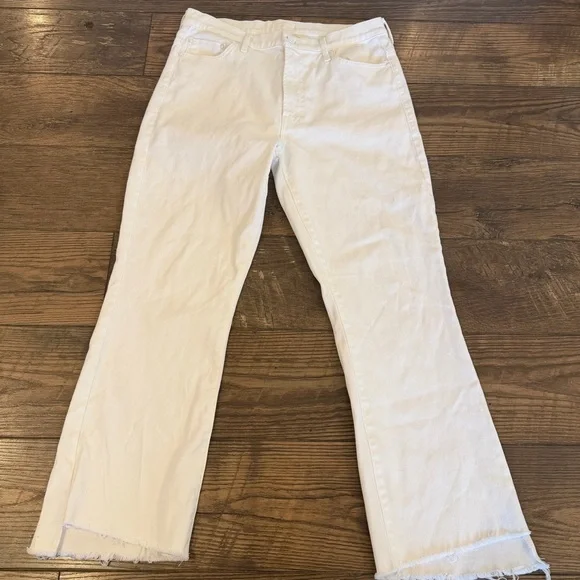 Mother The Insider Crop Step Fray in White Size 30